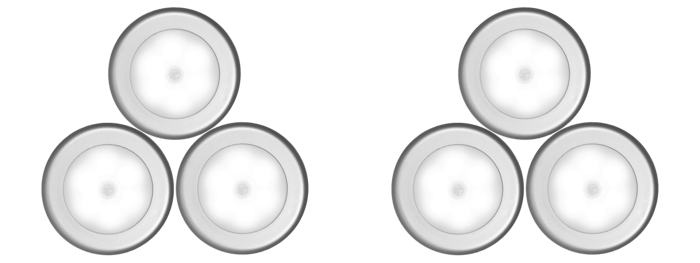 6 stk. Trådløse LED Lys m. Sensor