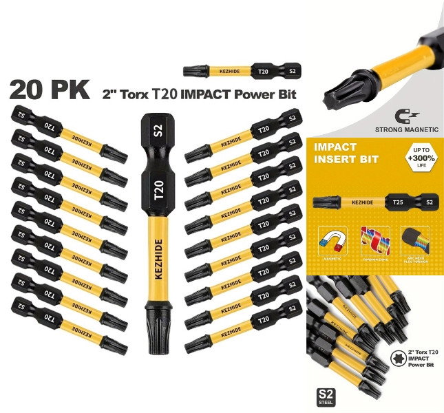 Torx T20 bitsæt med 20 stk på 50mm