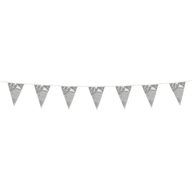 Metallisk Vimpel Guirlande / Flagranke - 3 meter-Sølv