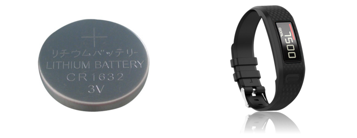 Pakke m. Batteri til Garmin Vivofit 1/2/3/Jr/Jr2 & Silicone rem til Garmin Vivofit 1/2 Sort