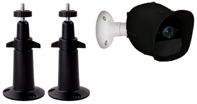 Pakke m. 2 Stk. Væg- & Loft Beslag til Arlo Overvågningskamera - Sort & Silikone Cover til Arlo Pro / Pro 2