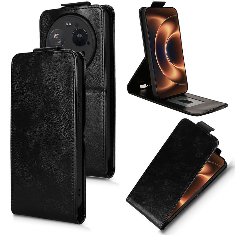 Xiaomi 17 Ultra Flipcover i Læder med Magnetlukning & Stander – Sort