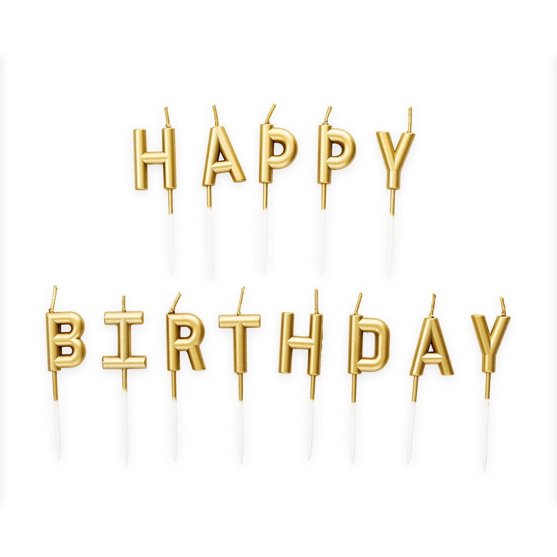 Happy Birthday Fødselsdagslys til Kagepynt-Guld