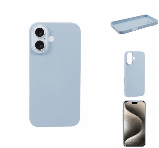 Babyblåt iPhone 16 Plus beskyttelsescover i TPU materiale
