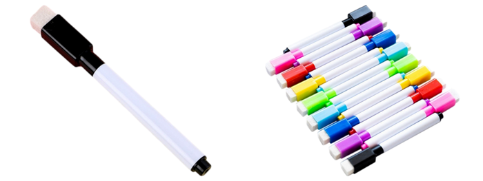 Pakke m. Whiteboard Tusch-Sort & 8-Pak Magnetiske Whiteboard Tusser