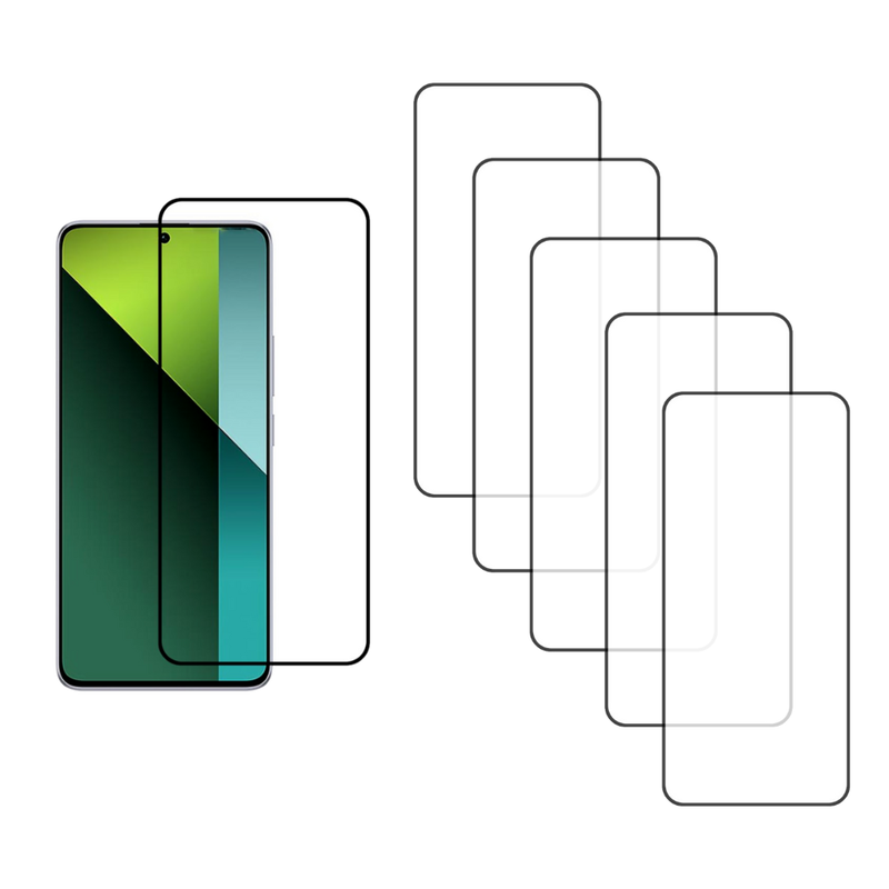 5 stk Xiaomi Redmi Note 13 / 13 Pro 5G Hærdet Beskyttelsesglas / 3D Skærmbeskyttelse med Kant