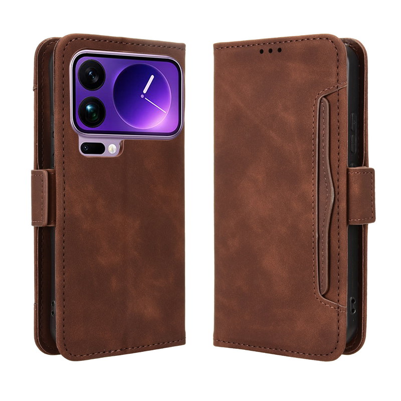 Flip Cover til Xiaomi 17 Pro Max med Kortholder & Standerfunktion - Brun
