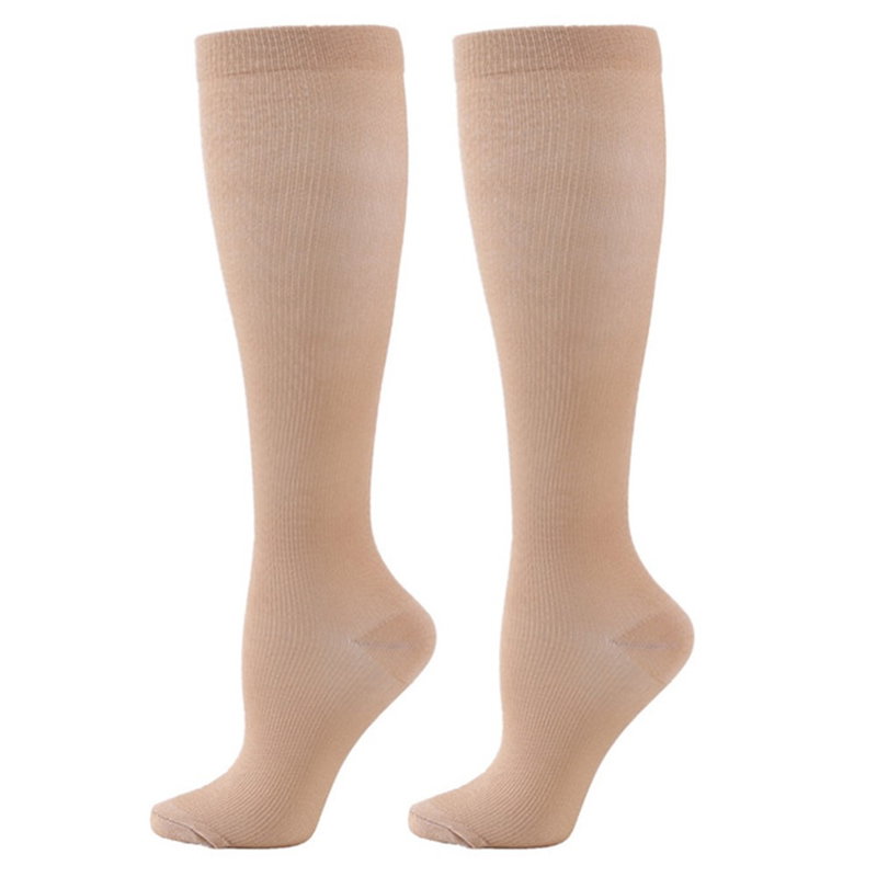 Lange Kompressionsstrømper til Rejser, Sport, Ski i Størrelse 34-39-Beige