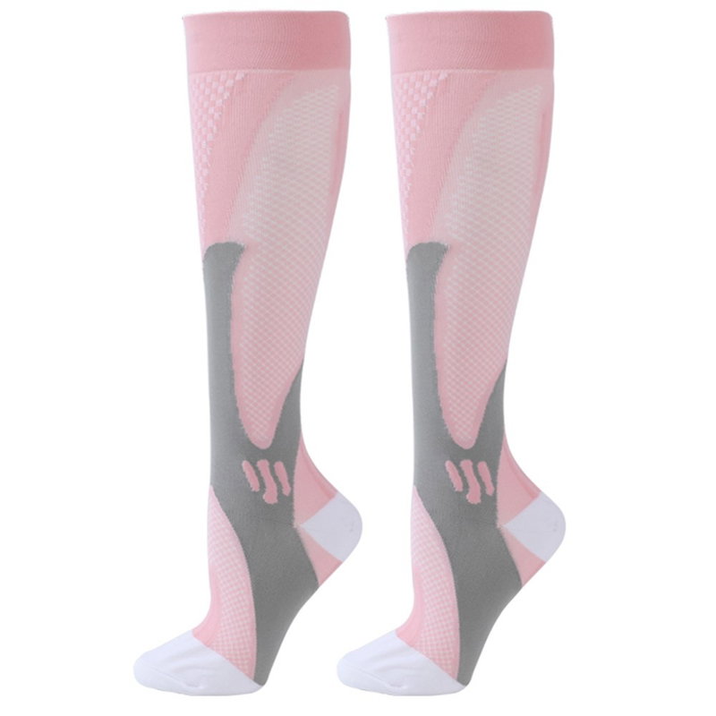Lange Pink Kompressionsstrømper til Sport, Ski, Hverdag & Rejser - XXL