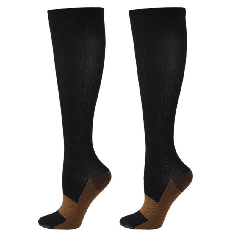 Sorte Elastiske Nylon Kompressionsstrømper til Sport & Rejser-Small (Str. 34-39)