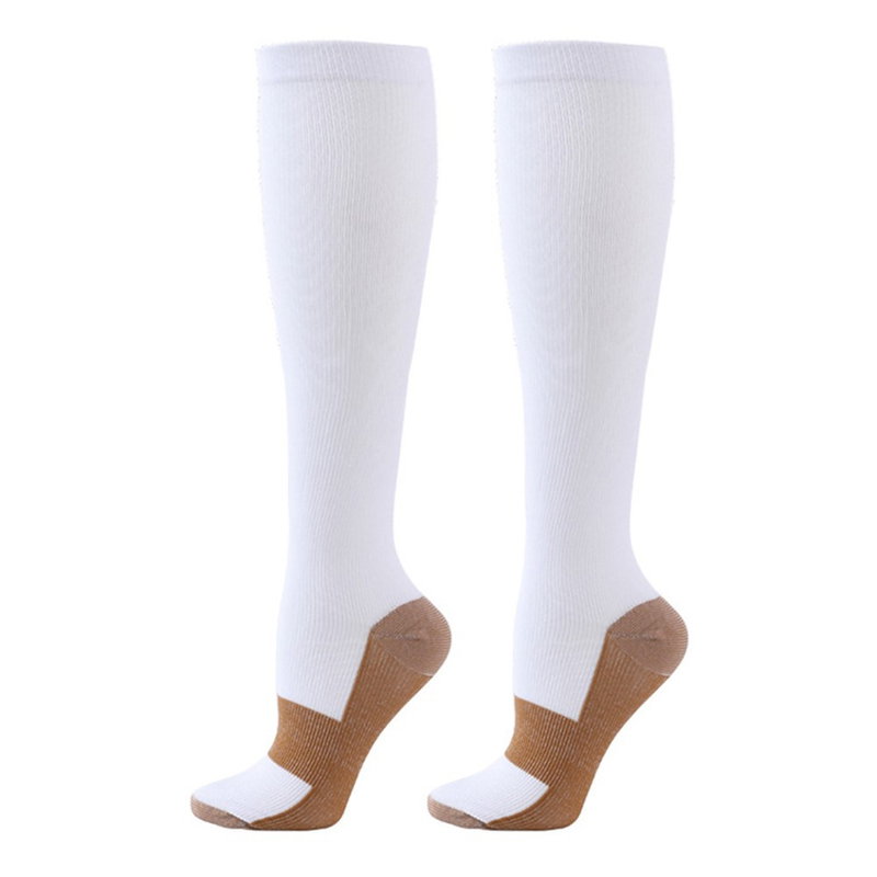 Hvide Elastiske Nylon Kompressionsstrømper til Sport, Ski & Rejser-Small (Str. 34-39)