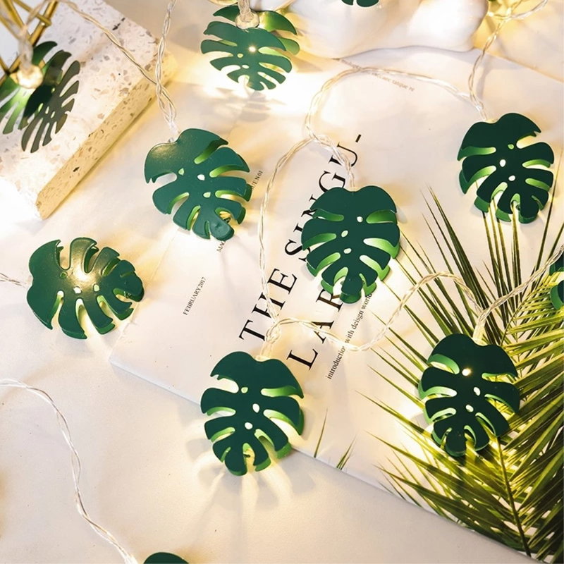 Lyskæde med Monstera Blade og LED Lys