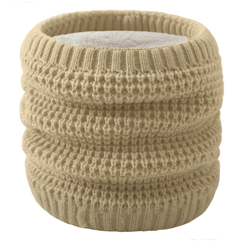 Foret Strik Halsedisse med Indvendigt Plys-Beige