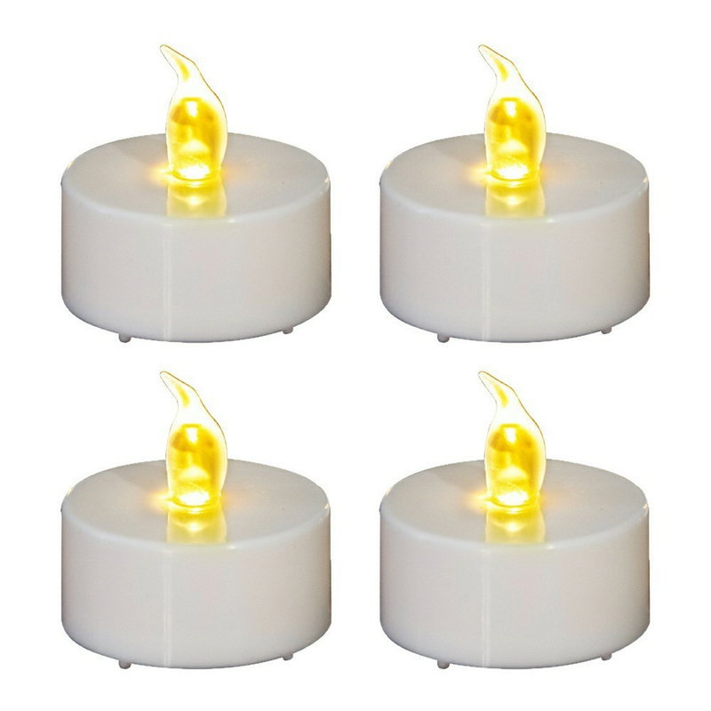 4 stk. LED Fyrfadslys i Hvid med Timer