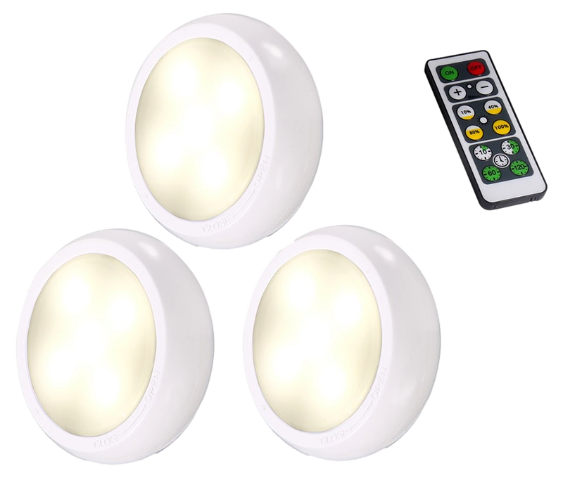 2x 3-Pak Trådløse LED Lamper m. Fjernbetjening