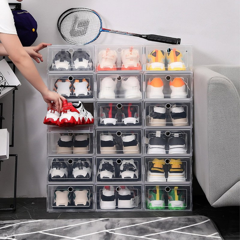 12 Stk. Stabelbare Gennemsigtige Skokasser / Sneaker Boxes