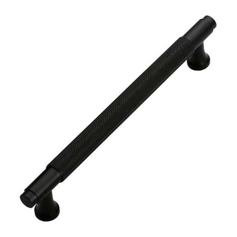 Sort Riflet / Børstet Møbelgreb-Medium