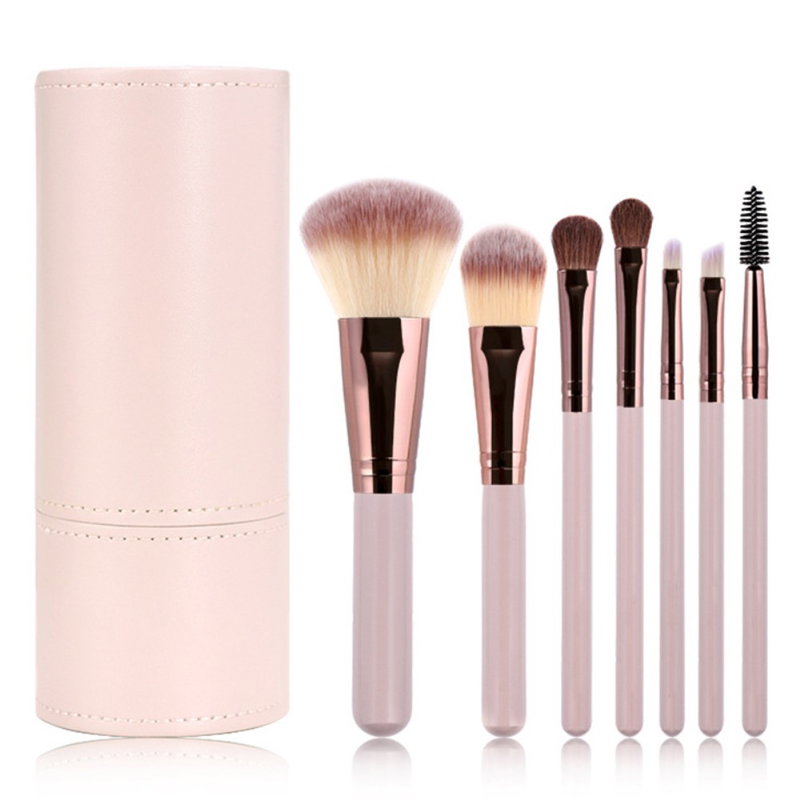 Makeup Børster i Lyserød med Holder - 7 stk