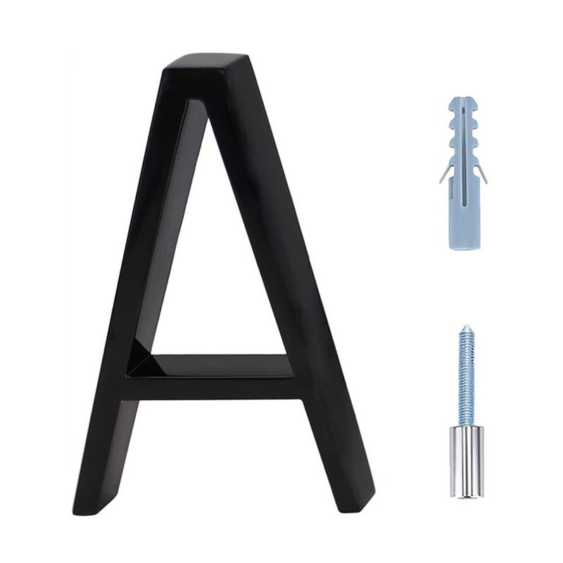 Tyndt Svævende Husnummer & Bogstav i Sort Metal 12,5 cm-A