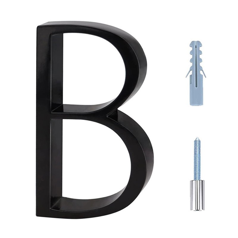 Tyndt Svævende Husnummer & Bogstav i Sort Metal 12,5 cm-B