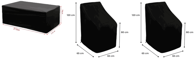 Pakke m. Overtræk til Havebord - 213 x 132 x 74 cm & 2x Overtræk til Havestole - 120 x 65 x 80 cm
