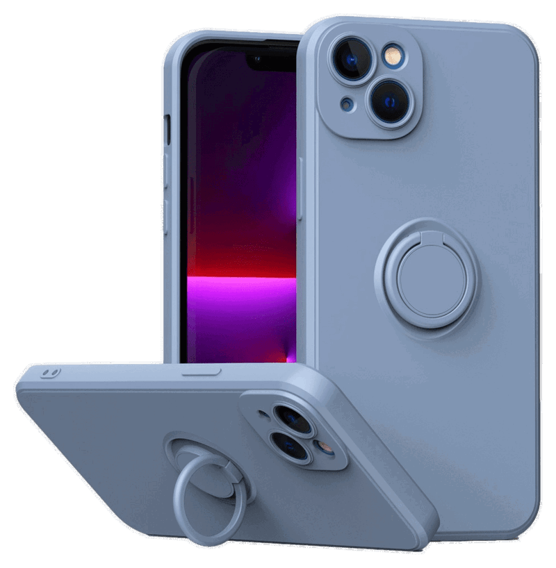 Silikone Cover med Kickstand til iPhone 14 Plus-Lyseblå