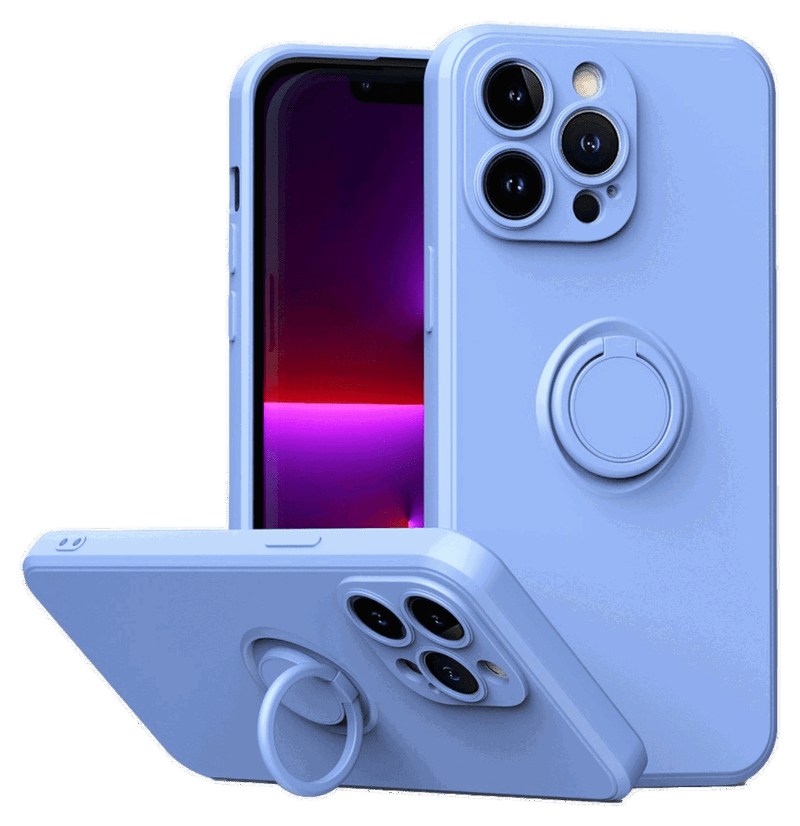 Silikone Cover med Kickstand til iPhone 14 Pro-Lyseblå