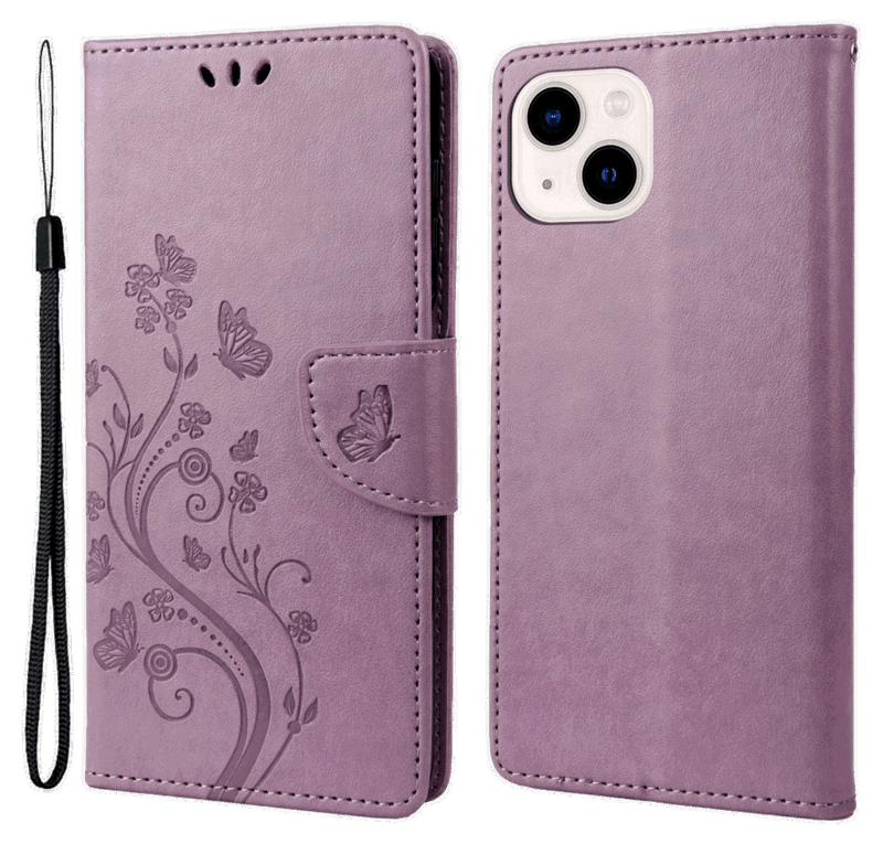 Lino Læder Flip Cover til iPhone 14-Lilla