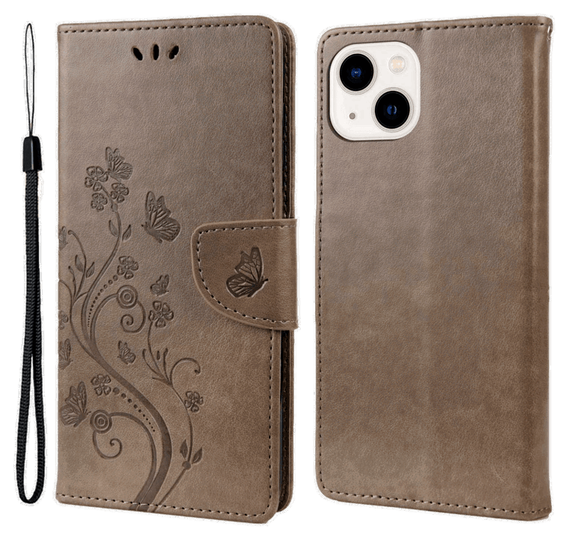 Lino Læder Flip Cover til iPhone 14-Grå
