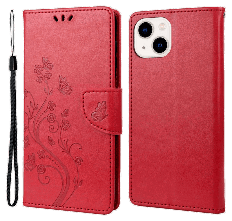 Lino Læder Flip Cover til iPhone 14-Rød