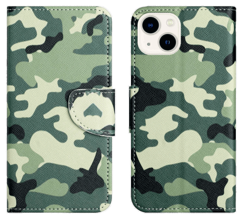Camou Læder Flip Cover til iPhone 14