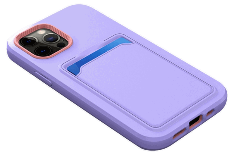 Silikone Cover med Kortholder til iPhone 14 Plus-Lilla