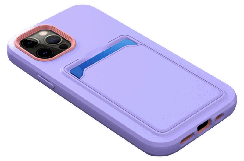 Silikone Cover med Kortholder til iPhone 14 Pro-Lilla