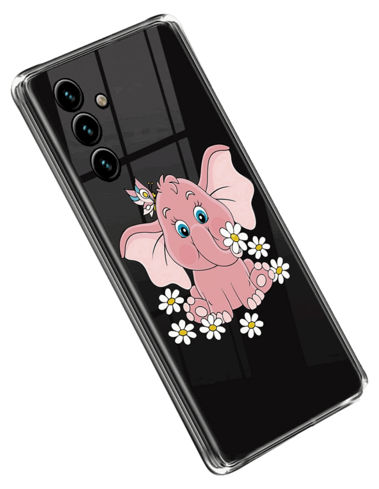 Pink Elefant Gennemsigtigt Cover til Samsung Galaxy A14 4G / 5G