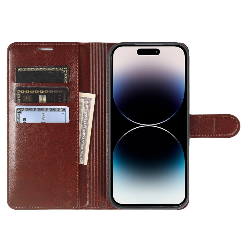 Graviera Læder Flip Cover til iPhone 14 Pro Max-Brun
