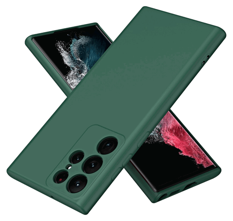 Soft Matte Silikone Cover til Samsung Galaxy S23 Ultra-Mørkegrøn