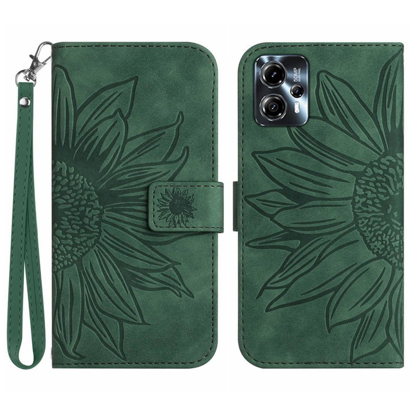 Solsikke Flip Cover til Motorola Moto G13 / G23 / G53-Grøn