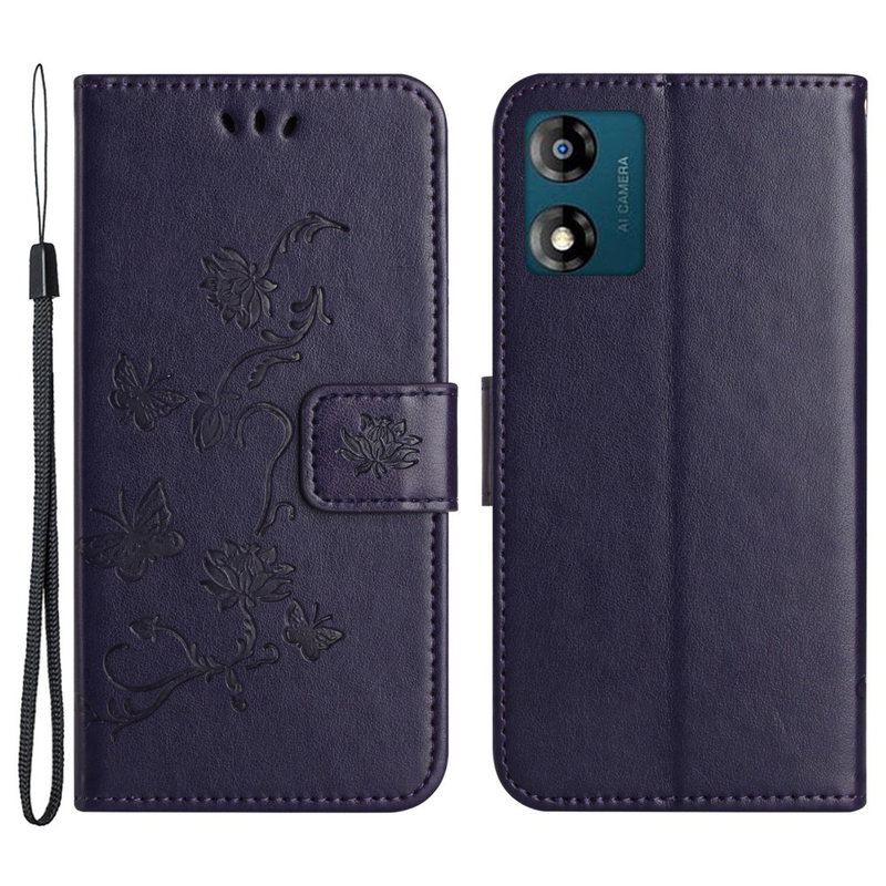 Lino Flip Cover til Motorola Moto E13 - Lædercover med Kortholder -Mørklilla