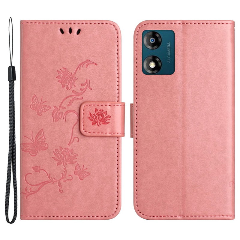 Lino Flip Cover til Motorola Moto E13 - Lædercover med Kortholder -Pink
