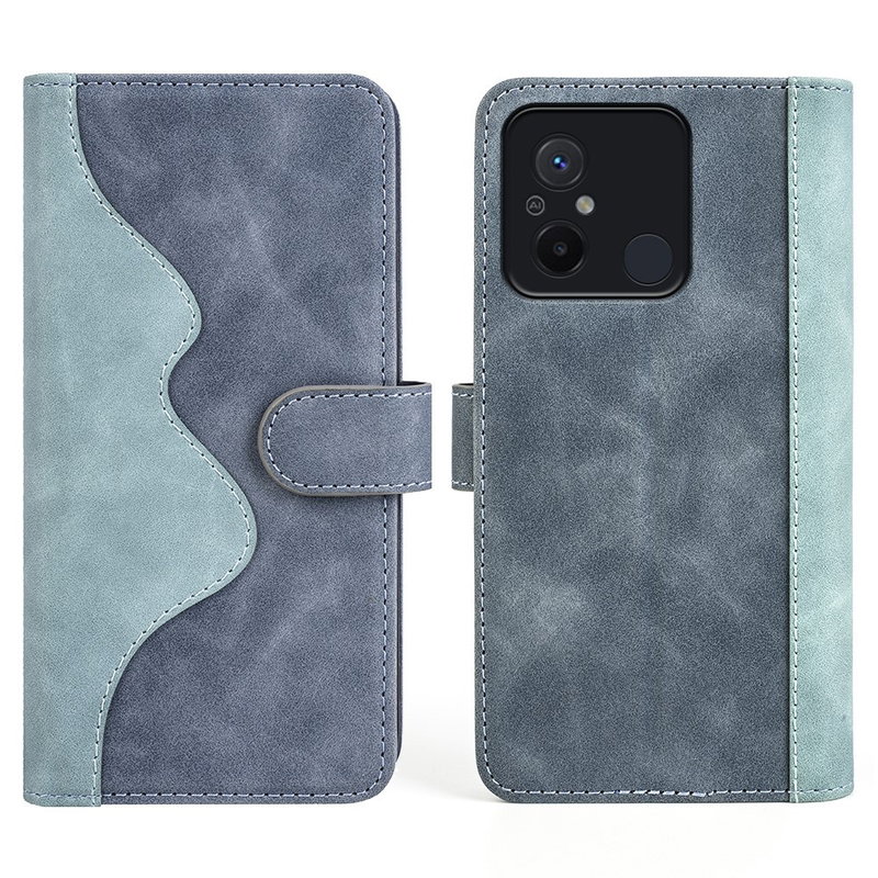 Dual Læder Flip Cover til Xiaomi Redmi 12C 4G i To Farver-Blå