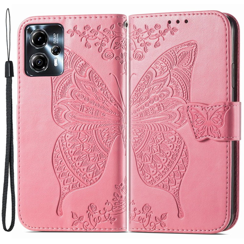 Papillo Flip Cover til Motorola Moto G13 / G23 / G53-Lyserød