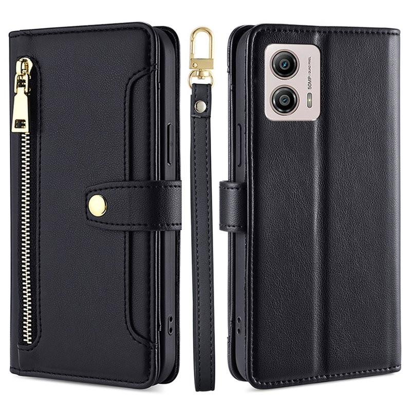 Zipper Flip Cover til Motorola Moto G13 / G23 / G53-Sort