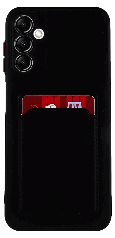 Silikone Cover med Kortholder til Samsung Galaxy A14 4G / 5G-Sort