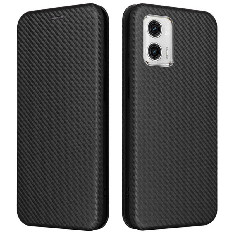 Carbon Fiber Flip Cover til Motorola Moto G13 / G23 / G53-Sort