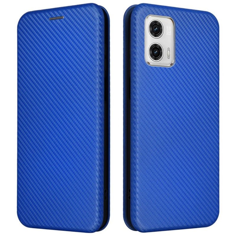 Carbon Fiber Flip Cover til Motorola Moto G13 / G23 / G53-Blå