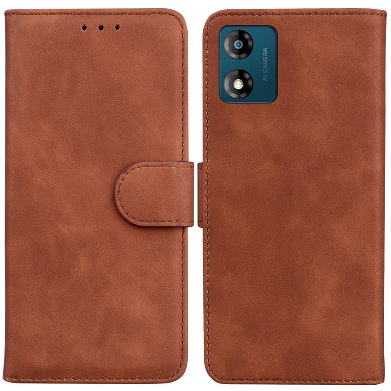 Vintage Læder Flip Cover til Motorola Moto E13 - Lædercover med Kortholder -Brun