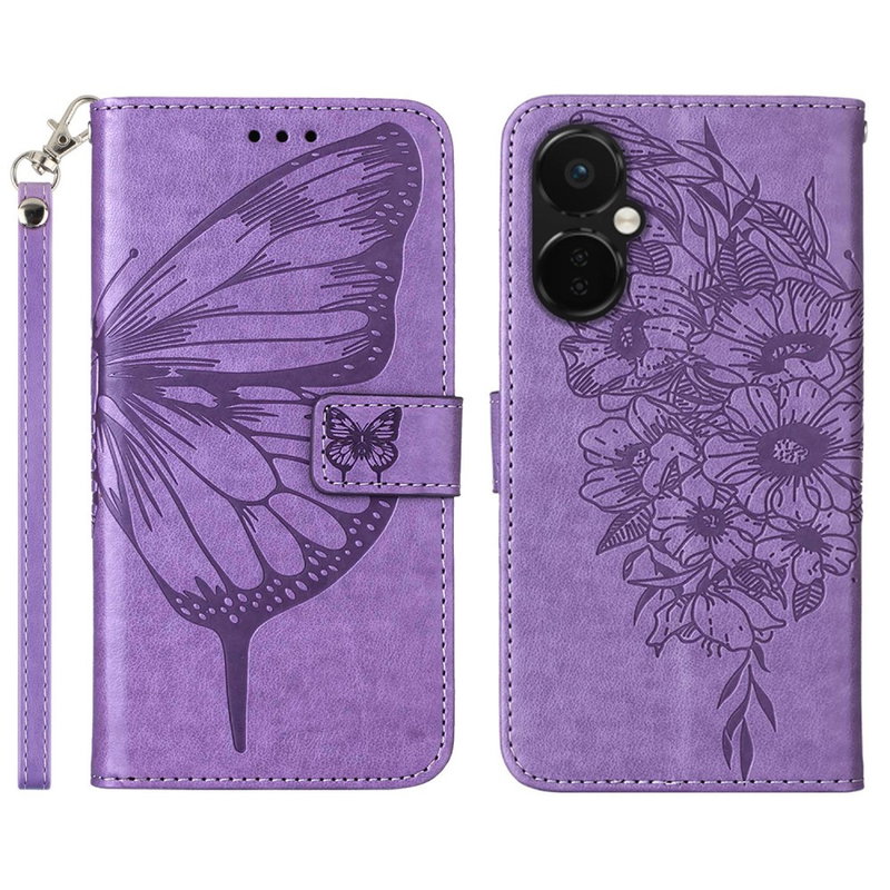 Sommerfugl Flip Cover til OnePlus Nord CE 3 Lite 5G-Lilla