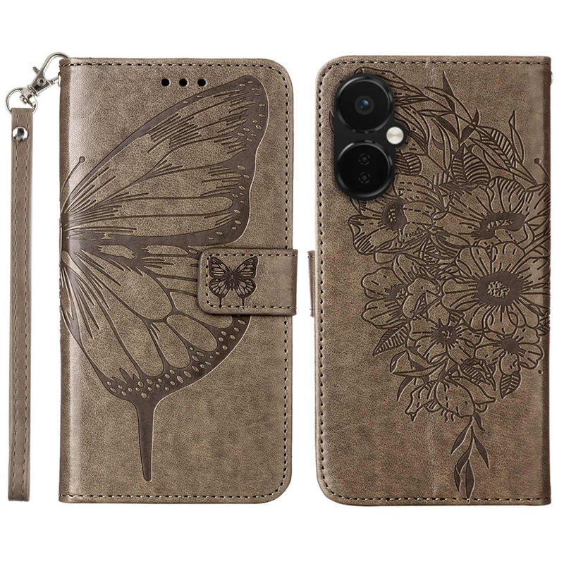 Sommerfugl Flip Cover til OnePlus Nord CE 3 Lite 5G-Brun