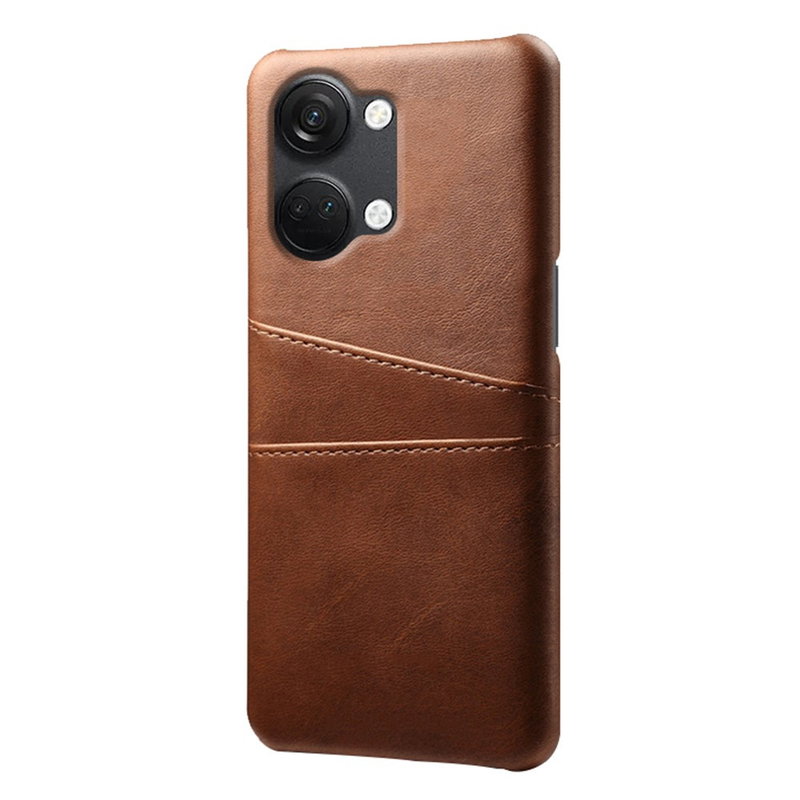Cloth Læder Cover med Kortholder til OnePlus Nord 3 5G-Brun