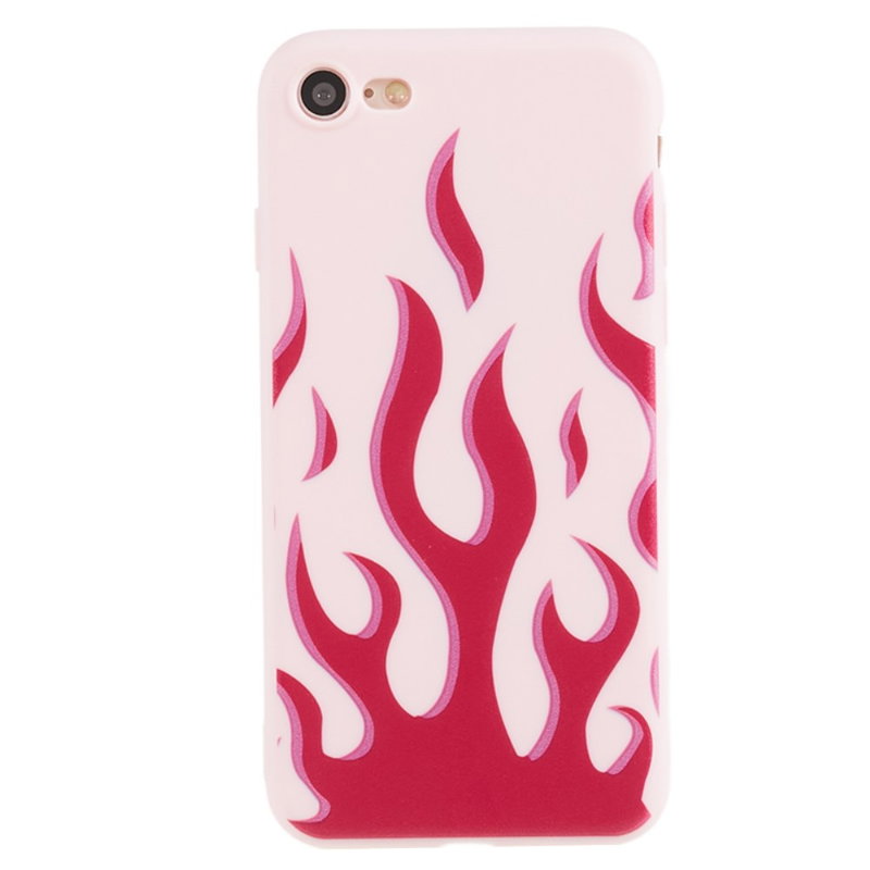 Silikone Cover med Flammer til iPhone 7 / 8 / SE (2020) - Lyserød